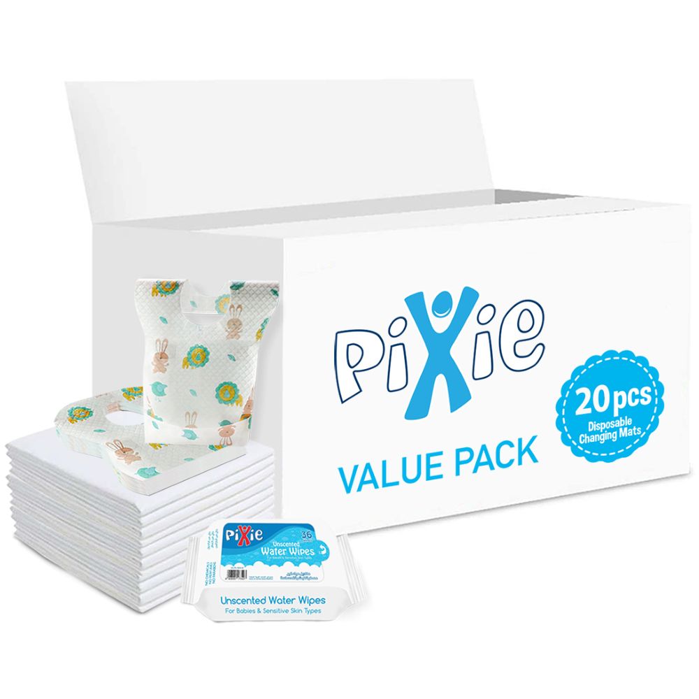 Pixie - Changing Mats 20 + Bibs 20 + Wipes 36pcs