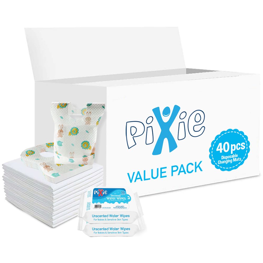 Pixie - Changing Mats 40 + Breast Pad 60 + Wipes 36pcs x 2