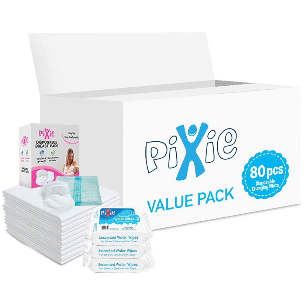 Pixie - Changing Mats 80 + Breast Pad 90 + Wipes 36pcs x 3
