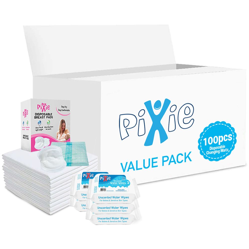 Pixie - Changing Mats 100 + Breast Pad 90 + Wipes 36pcs x 5