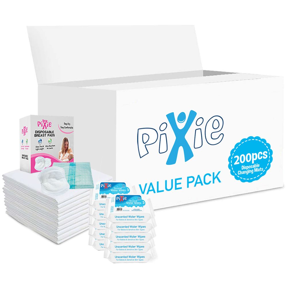 Pixie - Changing Mats 200 + Breast Pad 150 + Wipes 36pcs x 10