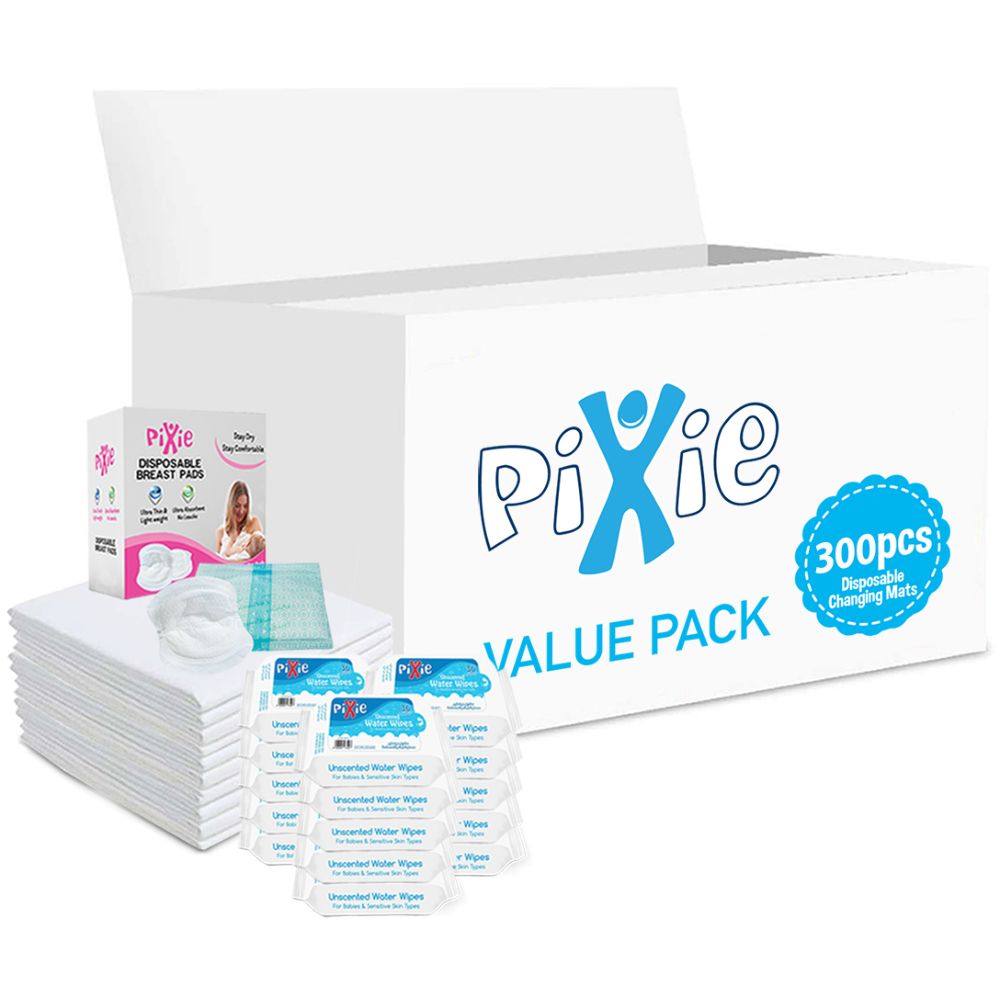 Pixie - Changing Mats 300 + Breast Pad 300 + Wipes 36pcs x 15
