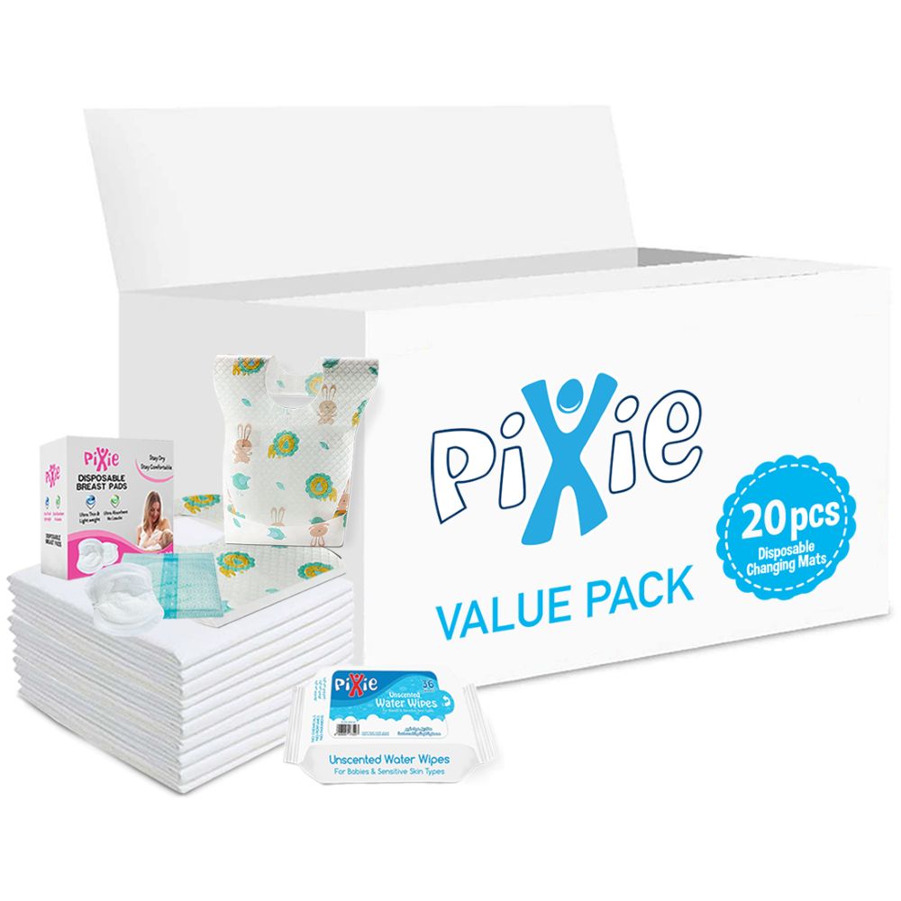 Pixie - Changing Mats 20 + Bibs 20 + Breast Pad 30 + Wipes 36pcs