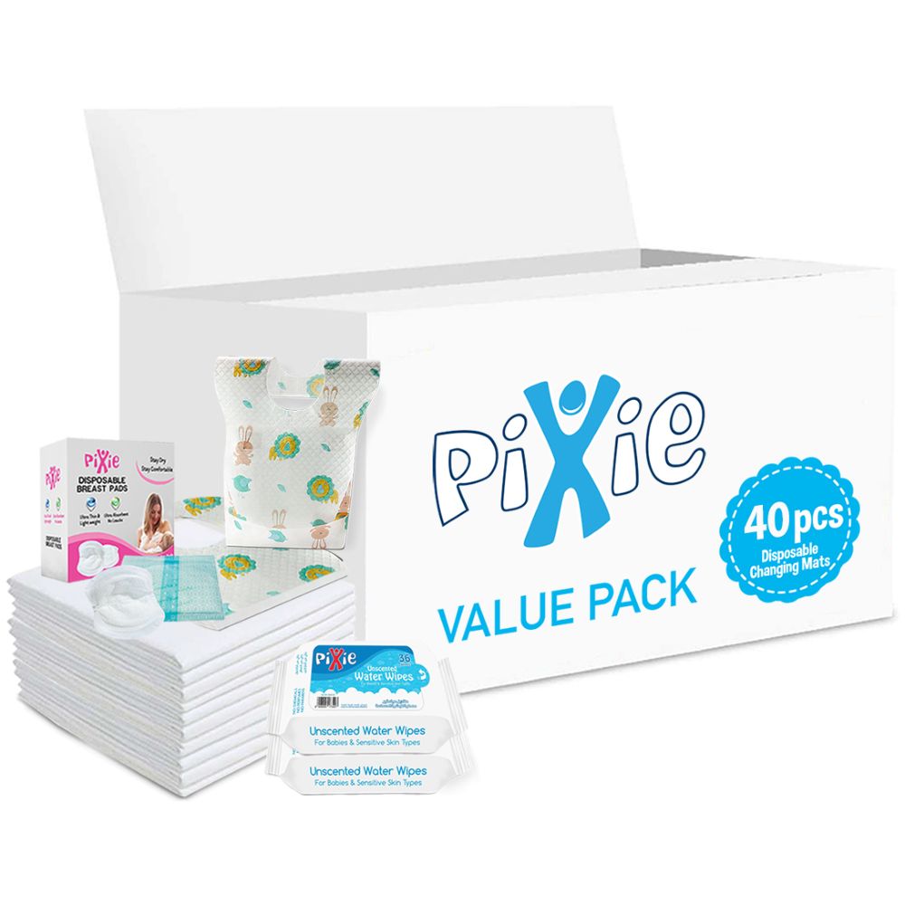 Pixie - Changing Mats 40 + Bibs 40 + Breast Pad 60 + Wipes 36pcs x 2