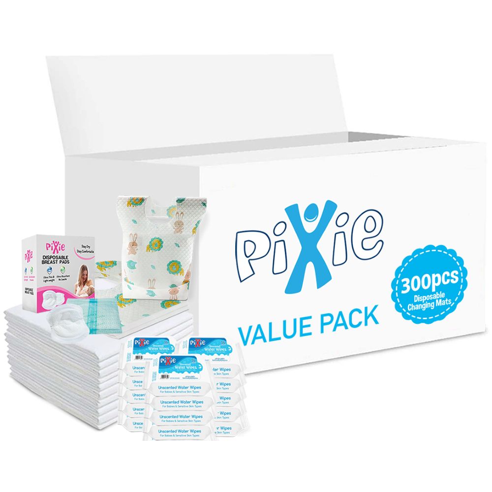 Pixie - Changing Mats 300 + Bibs 300 + Breast Pad 300 + Wipes 36pcs x 15