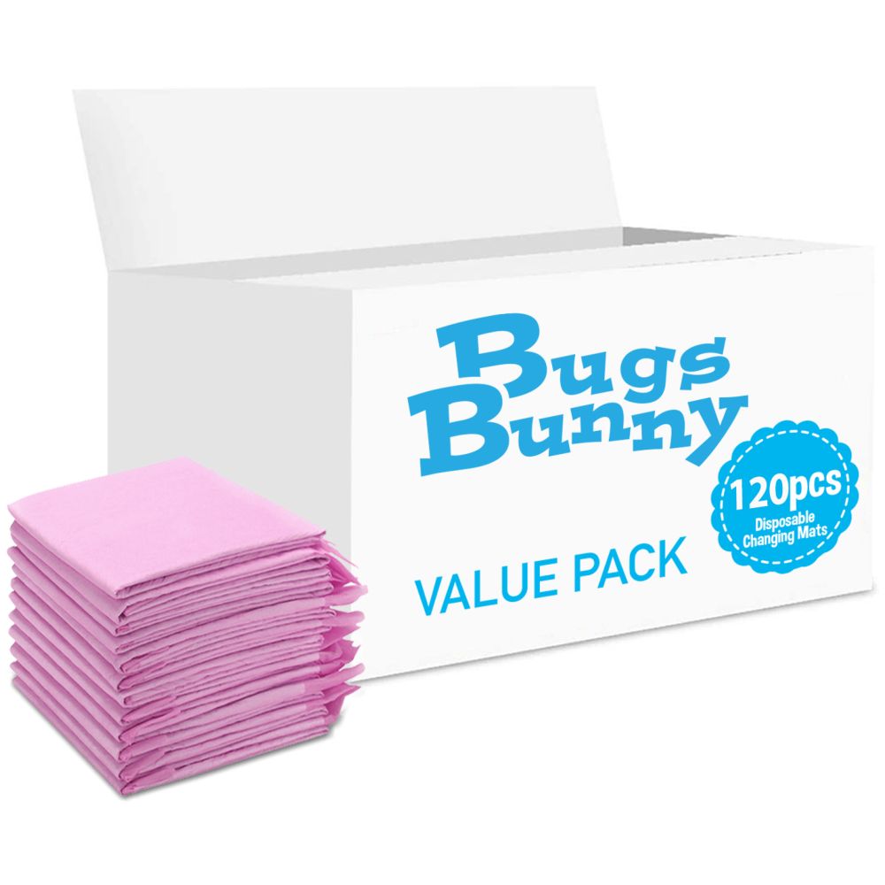 Bugs Bunny - Disposable Changing Mats, 120 Counts-Pink