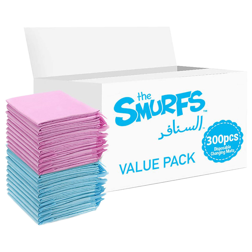 Smurfs - Disposable Changing Mats - 300pcs - Pink/Blue