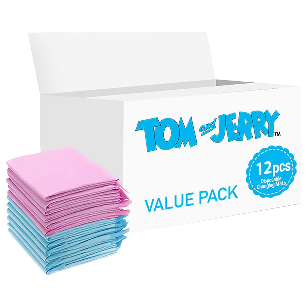 Tom & Jerry - Disposable Changing Mats - 12pcs - Pink/Blue