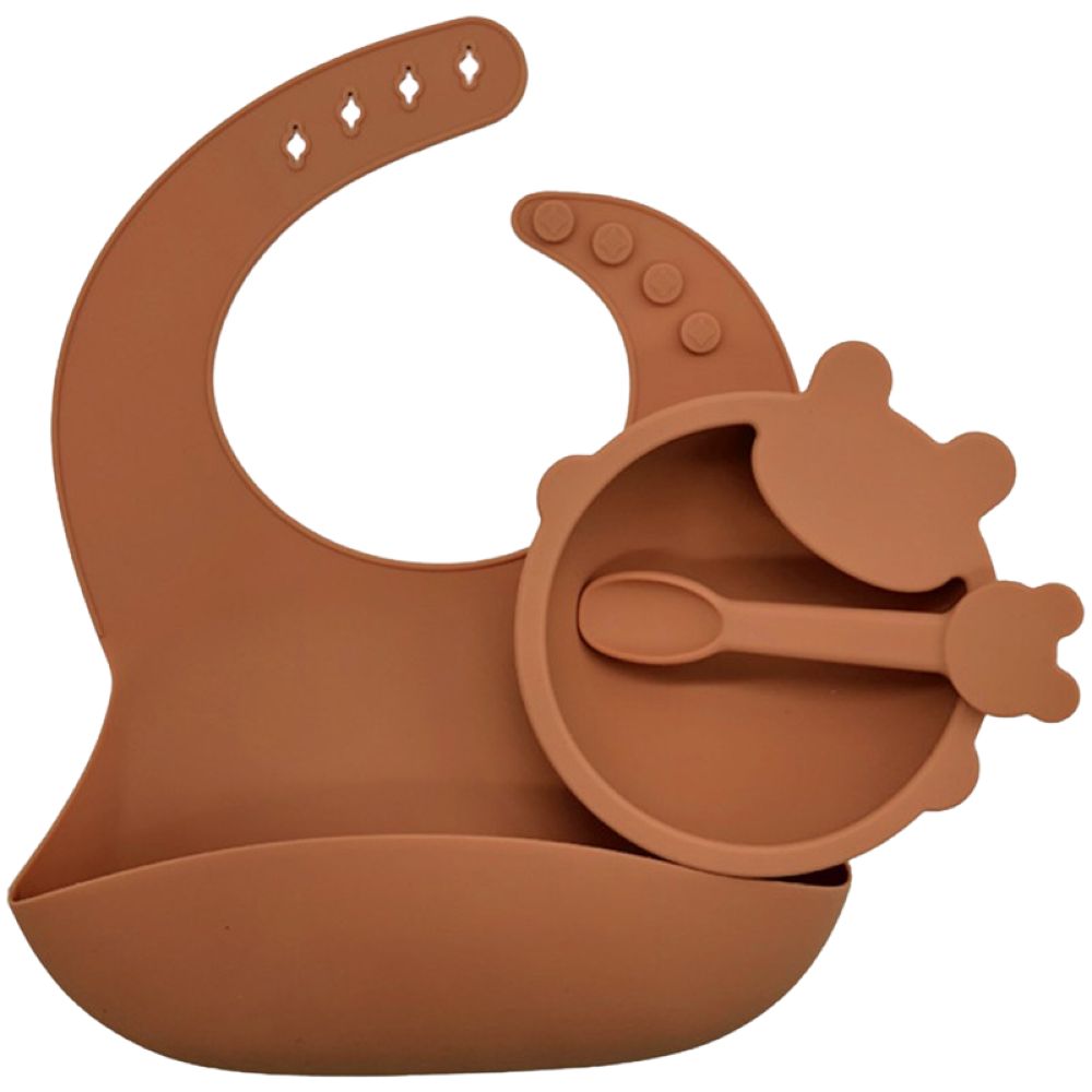 Pixie Baby Silicone Feeding Set - Brown