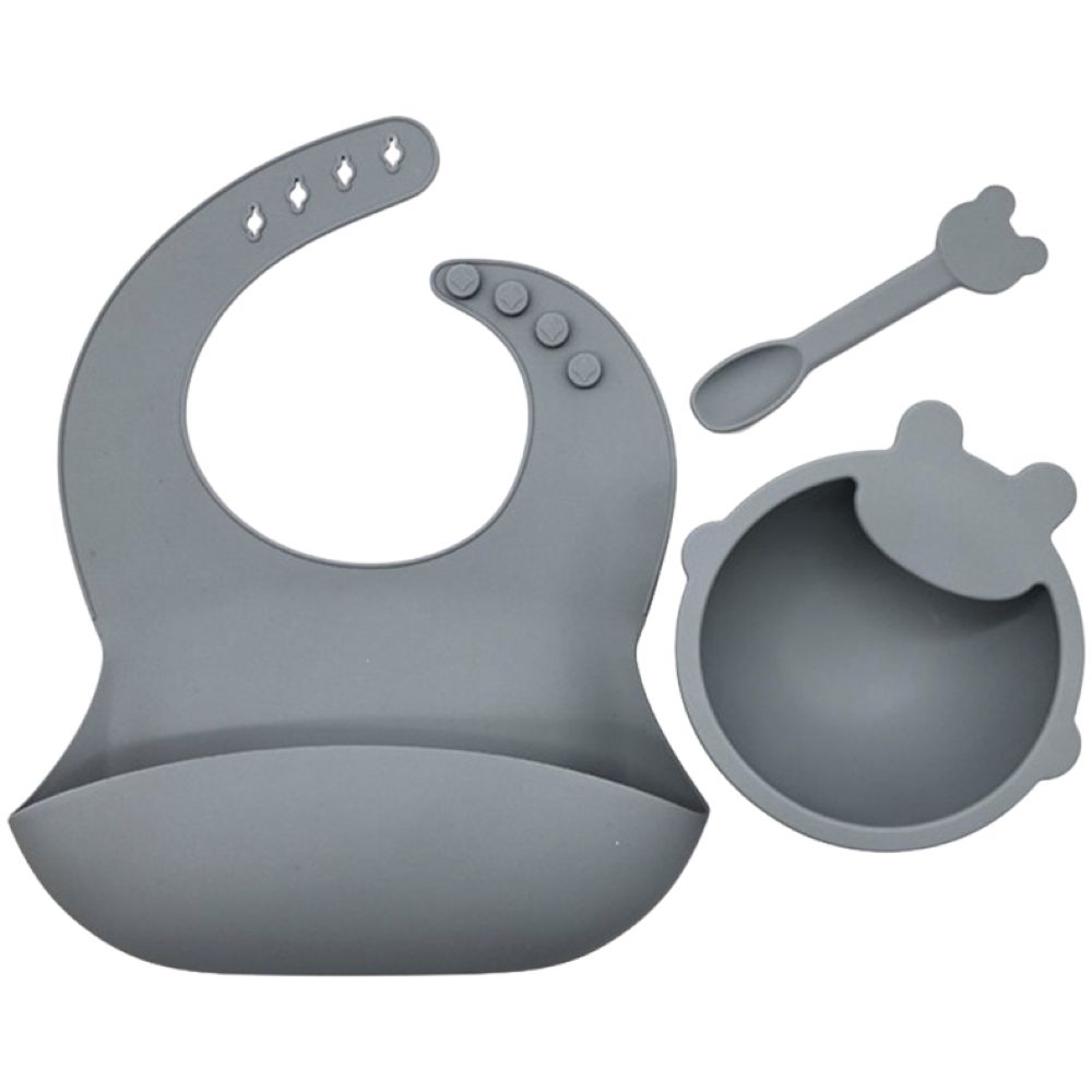 Pixie Baby Silicone Feeding Set - Gray