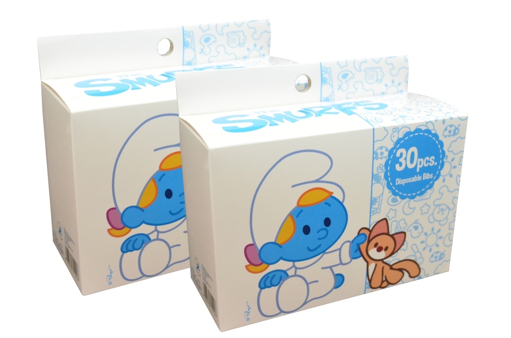 Smurf - Disposable Bibs, Box of 30pcs. (Bundle of 2)