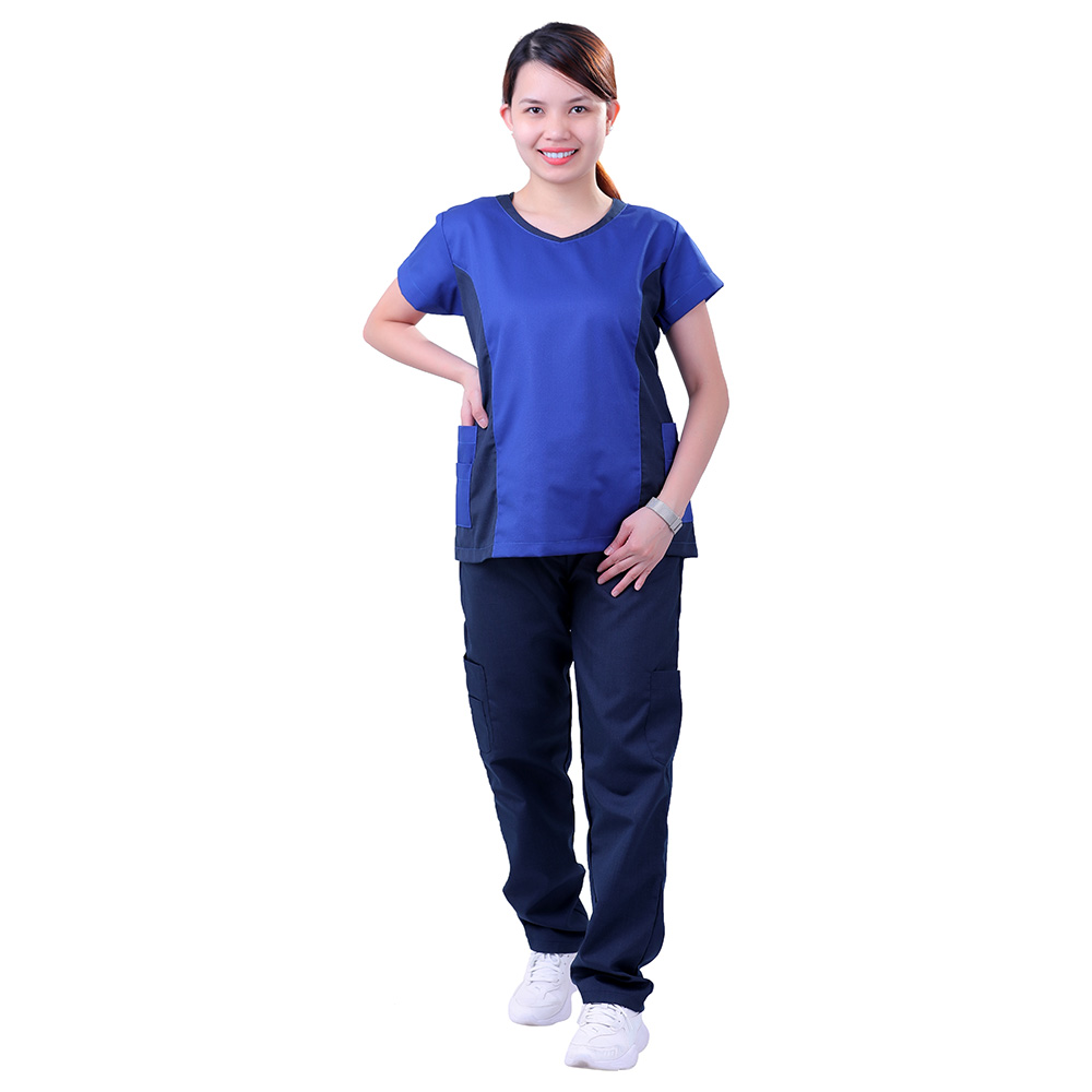 Veronica - Polycotton Medical/Scrub Uniform Set - Blue