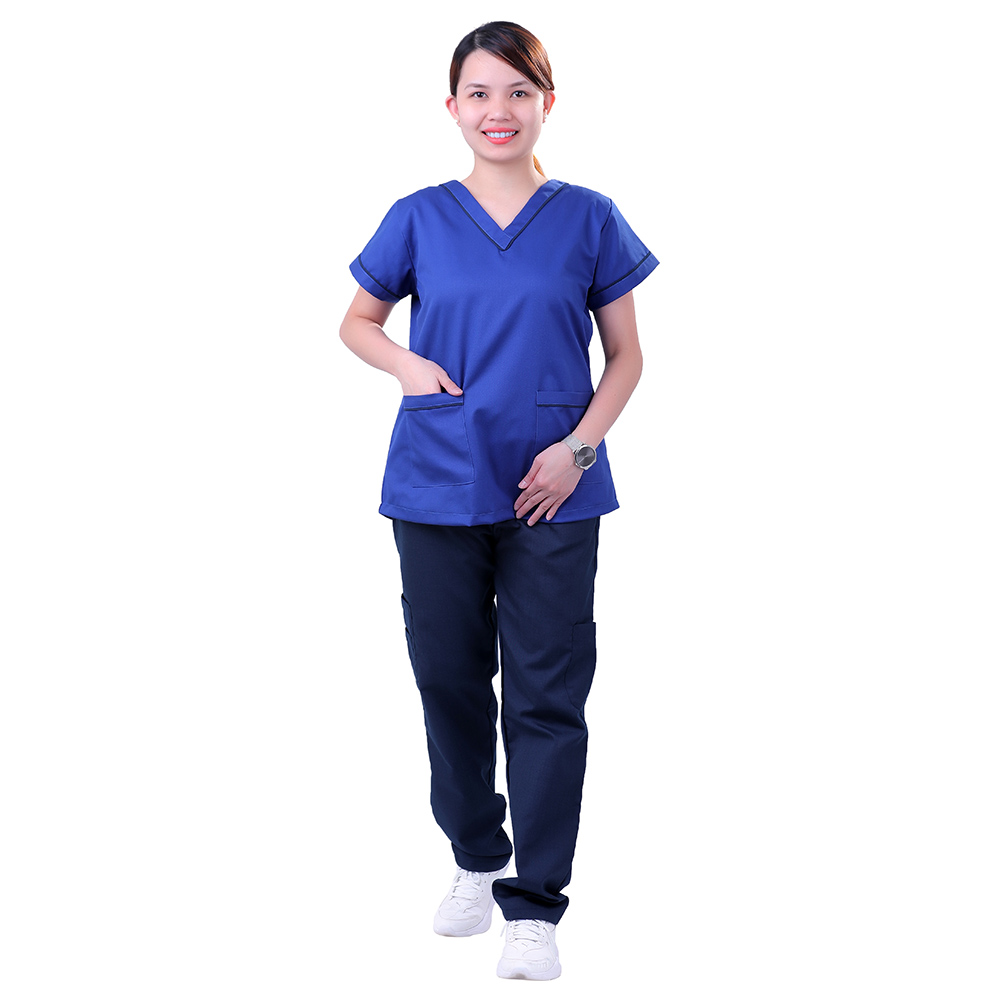 Veronica - Polycotton Medical/Scrub Uniform Set - Dark Blue