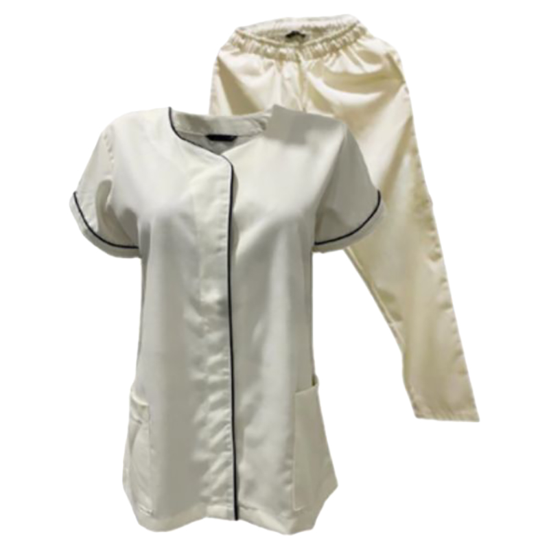 Veronica - Ladies Scrub Suit/Medical Set Uniform - Off White