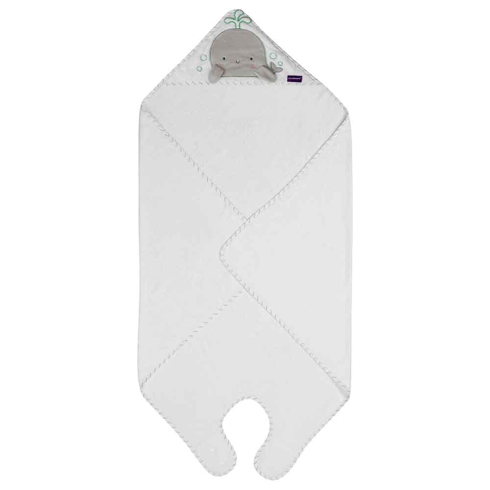 Clevamama Bamboo Apron Baby Bath Towel - White/Grey