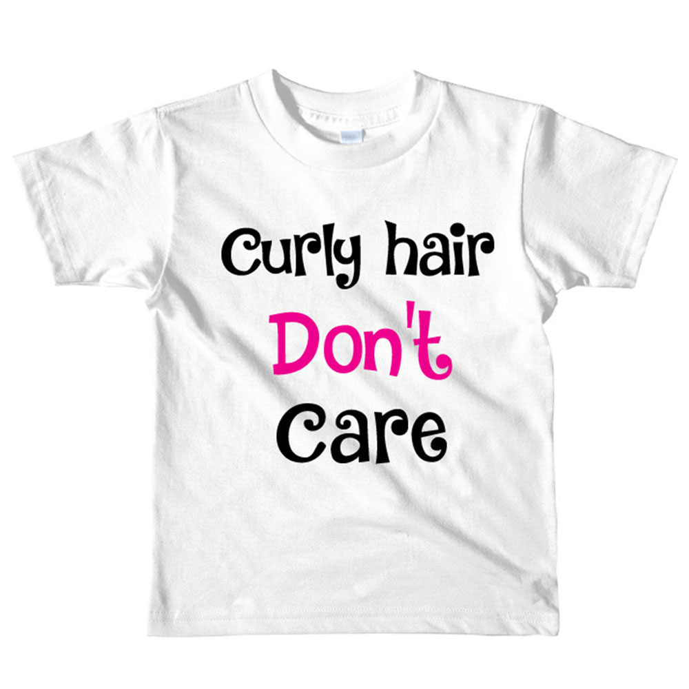 Twinkle Hands Curly Hair Don't Care T-Shirt - White