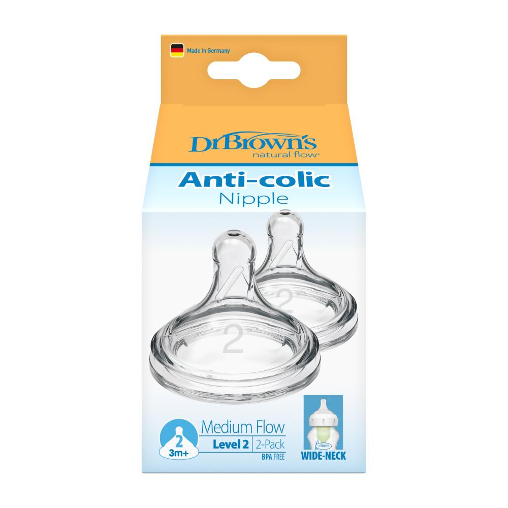 Dr. Brown's - Wide-Neck Silicone Options+ Nipple - Level 2 - Pack of 2