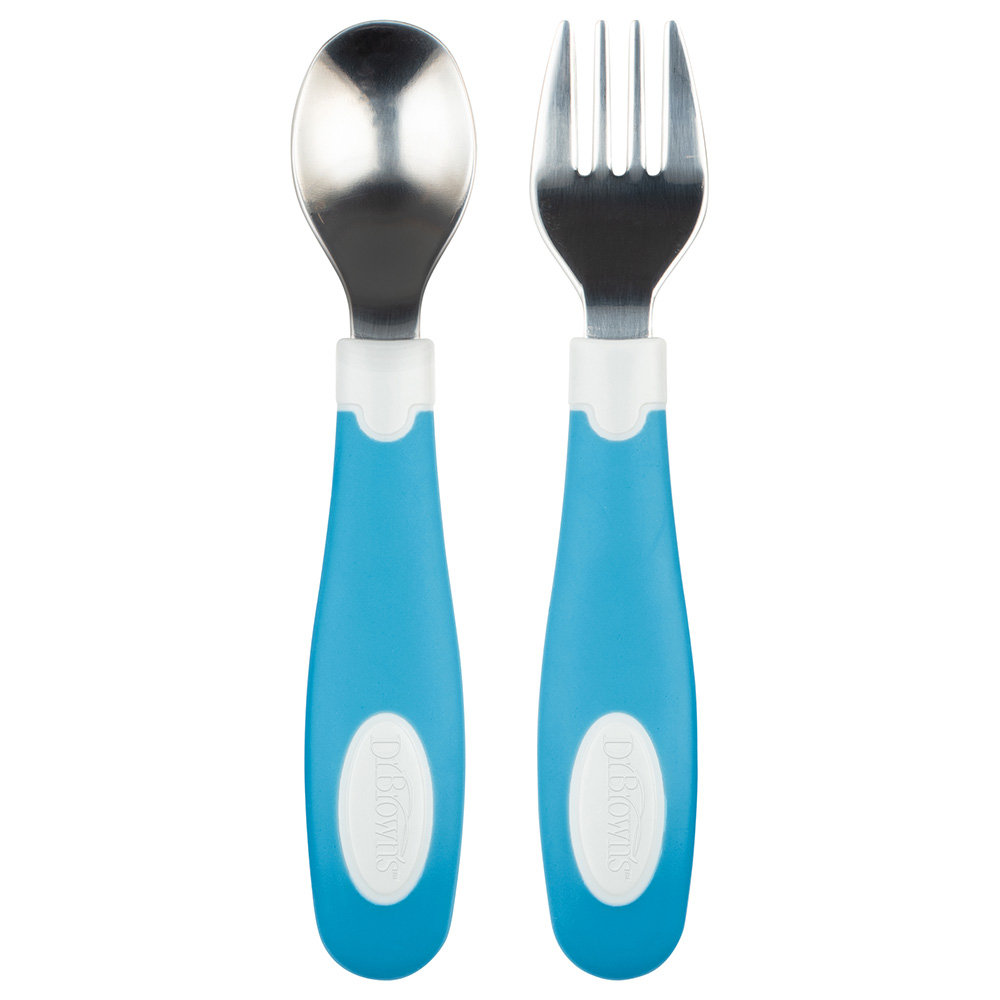 Dr. Brown's Soft Grip Spoon & Fork Set - Blue
