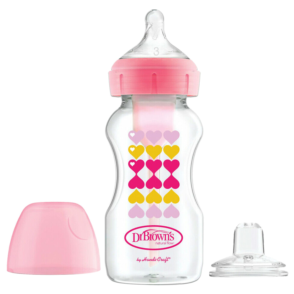 Dr. Brown's Polypropylene Wide-Neck Options+ Hearts Sippy Spout Bottle