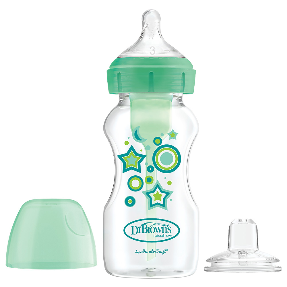 Dr. Brown's Polypropylene Anti-colic Bottle To Sippy Bottle Starter Kit 270ml - Green