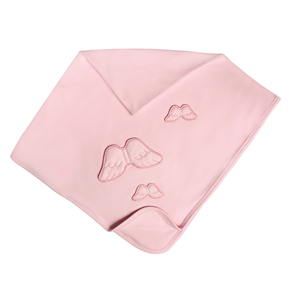 Mini Plum Baby Blanket With Angel Wings - Pink