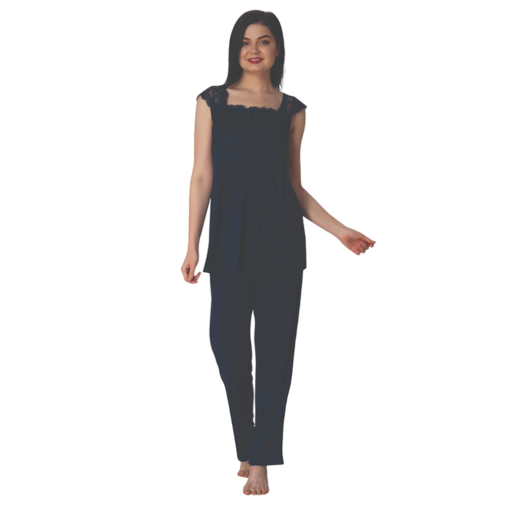 Mini Plum - Maternity Pjyamas with Lace Details - Navy