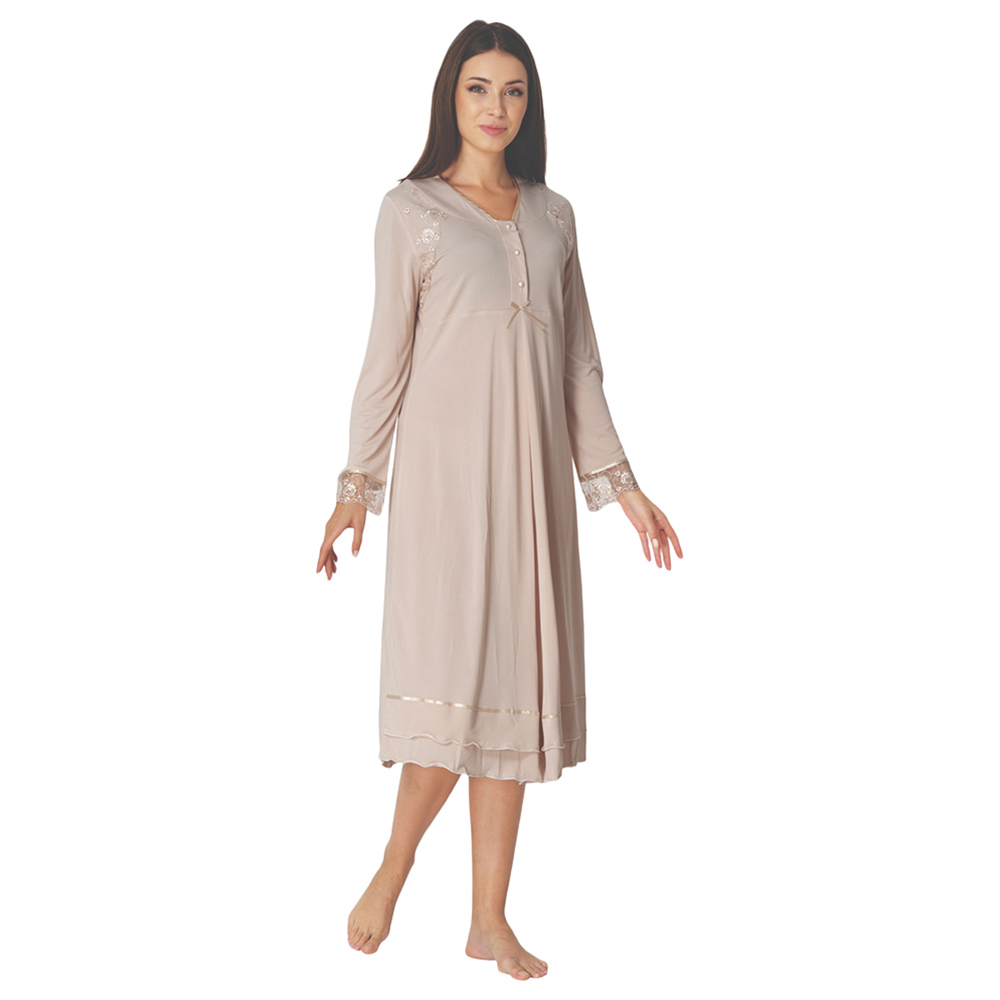 Mini Plum - Maternity/Breastfeeding Nightie with Lace Details - Beige