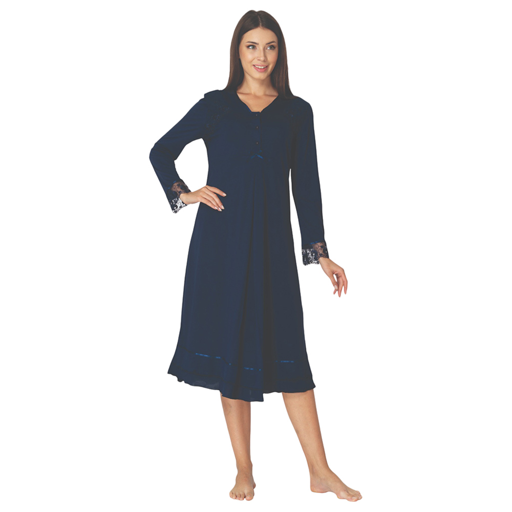 Mini Plum - Maternity/Breastfeeding Nightie with Lace Details - Navy