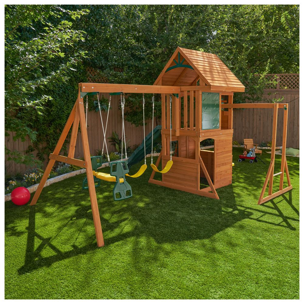 Kidkraft - Ridgeview Deluxe Clubhouse Wooden Swing Playset