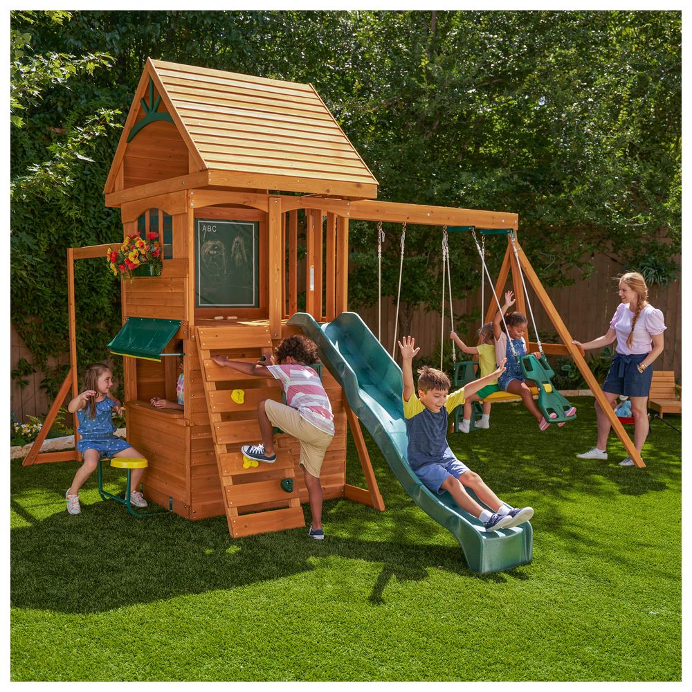 Kidkraft - Ridgeview Deluxe Clubhouse Wooden Swing Playset