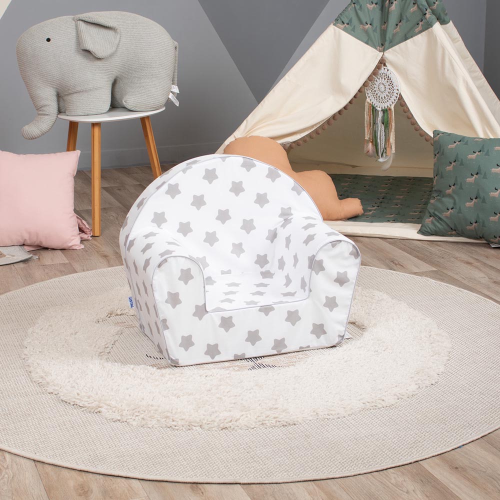 Delsit - Arm Chair Grey Stars On - White