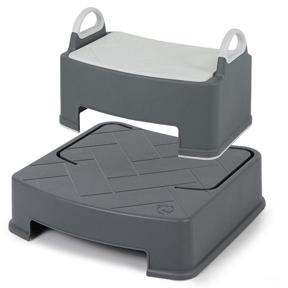 iFam - Herringbone Handle Step Stool Double - Dark Grey