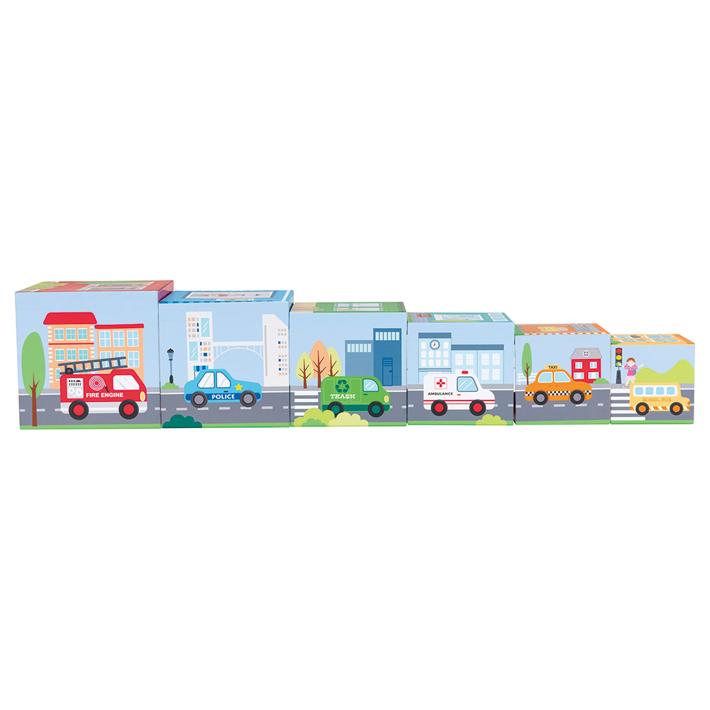 Lelin - Stacking Cube With 6 Vehicles