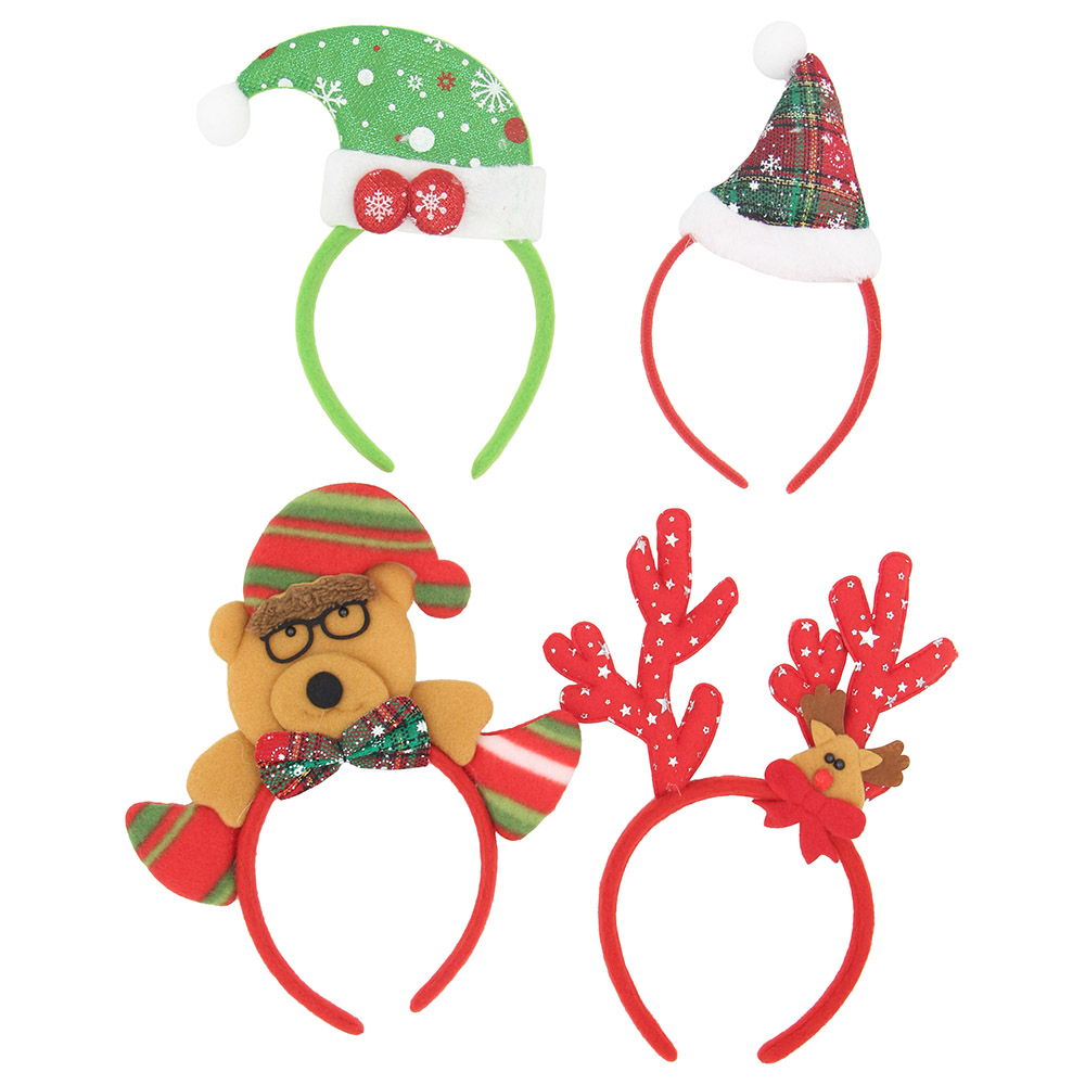 D' Daniela Christmas Santa Headbands - 4 Pcs