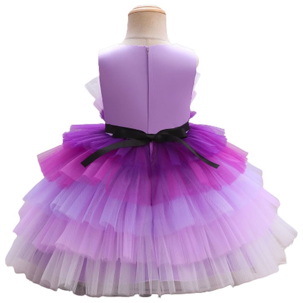 D' Daniela Toddler Girls Bow Front Mesh Gown - Purple