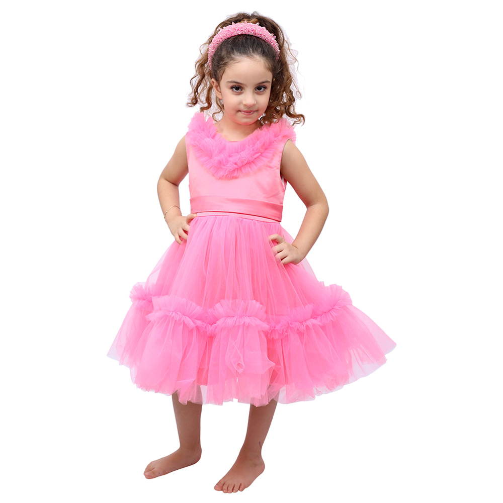 D' Daniela Summer Light Party Dress Dark - Pink