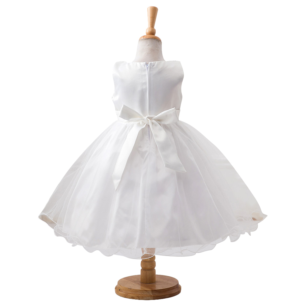 D' Daniela Sparkly Sequins & Flower Dress - White