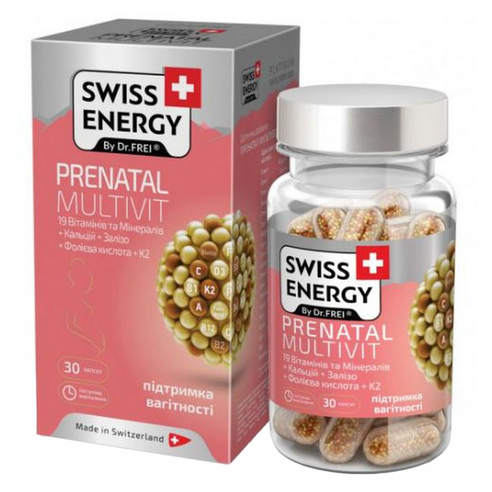 Swiss Energy - Prenatal Multivitamin with Essential Nutrients for Pregnancy, 30 Capsules