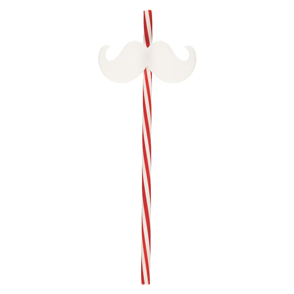 Amscan - Christmas Moustache Plastic Straws 12pcs - White