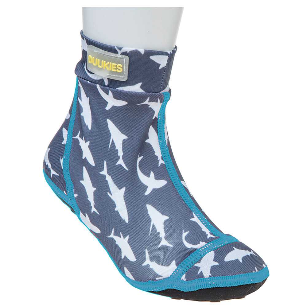 Duukies Beachsocks Swimsocks Sharks Navy - Aqua