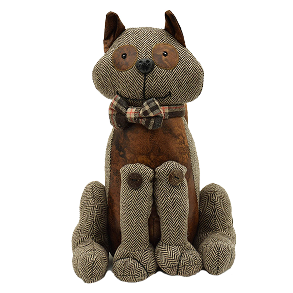 eBarza - Handmade Cute Cat Doll Door Stopper - Brown