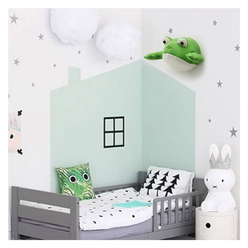 eBarza - Handmade Cute Frog Wall Decoration - Green & White
