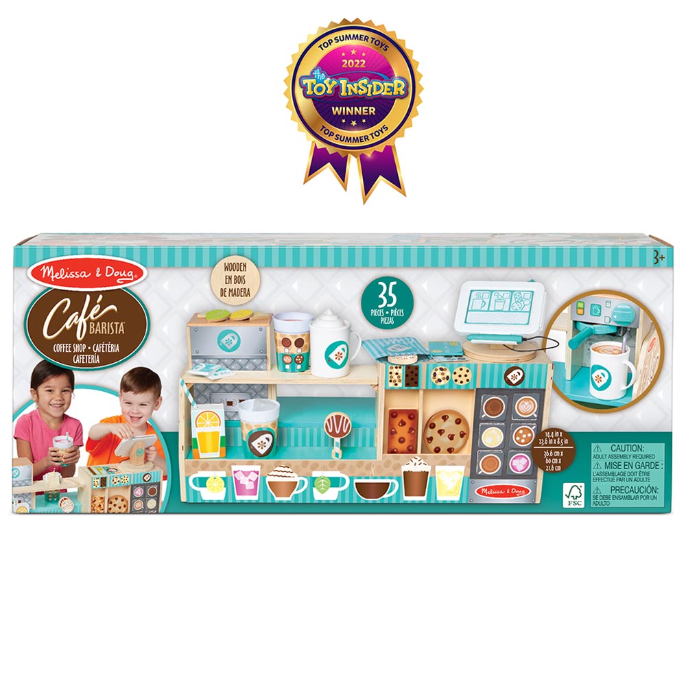 Melissa & Doug Wooden Cafe Barista Coffee Shop Playset - 35 pcs