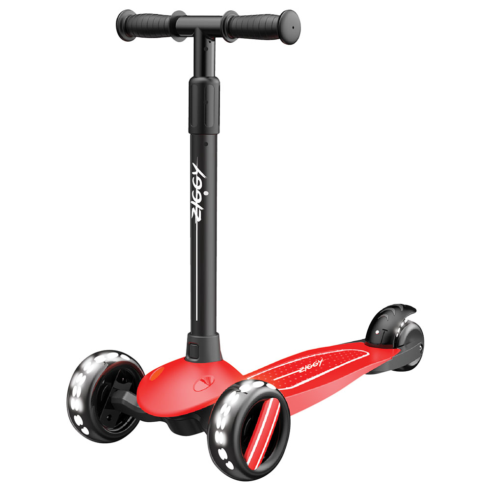 Ziggy - 3-Wheel Tilt Scooter With LED Light - Red