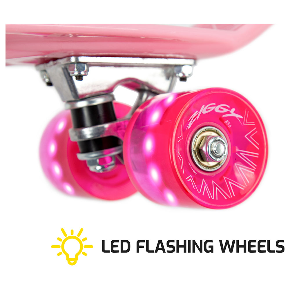 Ziggy - Skateboard Mini Cruiser With LED Wheels 22" - Pink