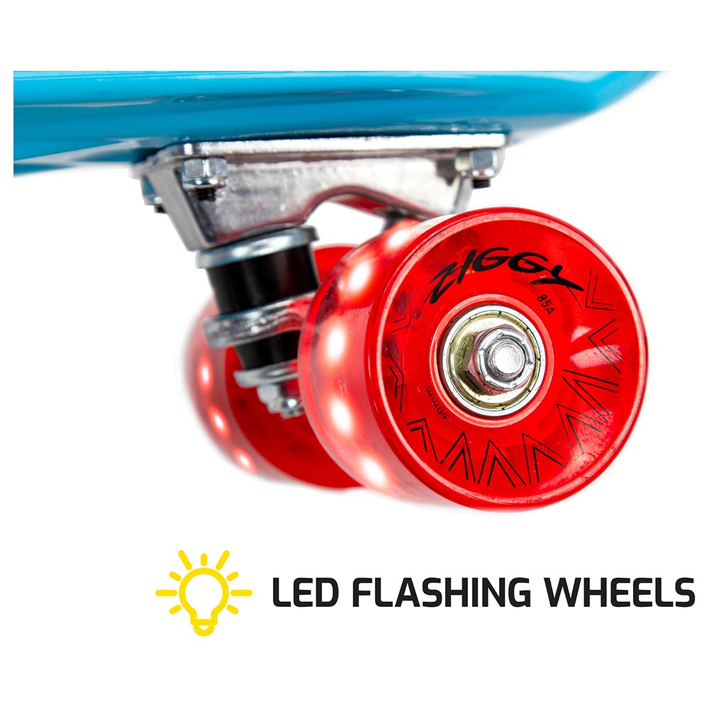 Ziggy - Skateboard Mini Cruiser With LED Wheels 22" - Blue
