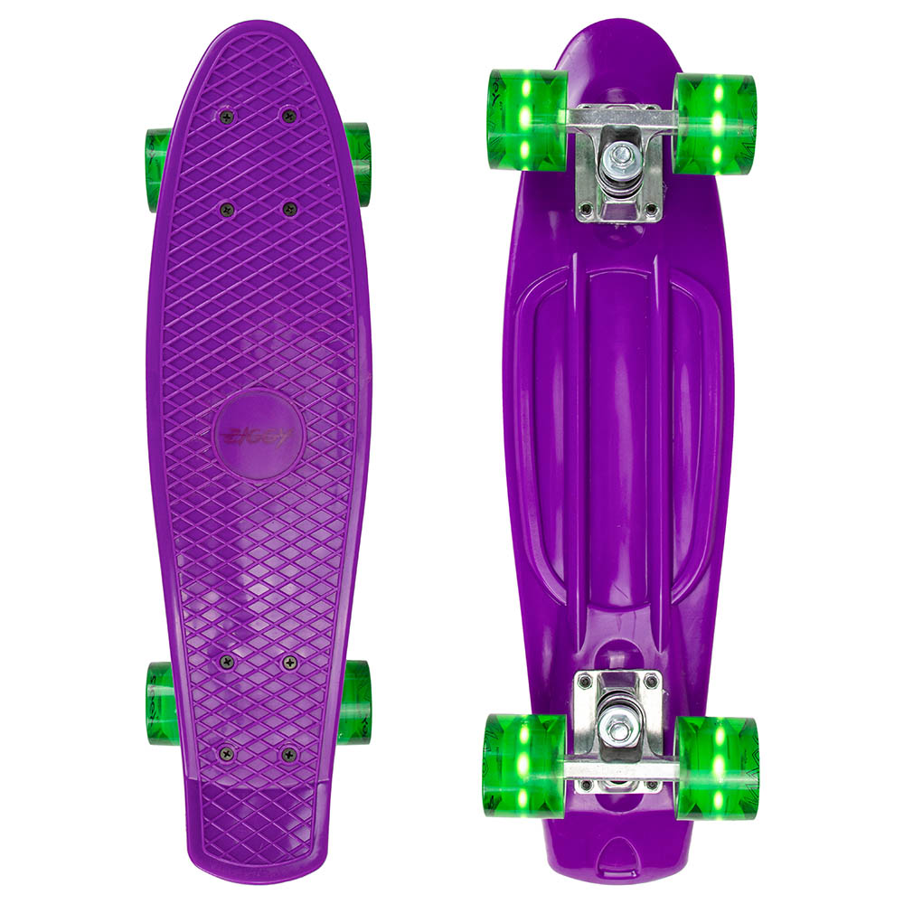 Ziggy - Skateboard Mini Cruiser With LED Wheels 22" - Purple