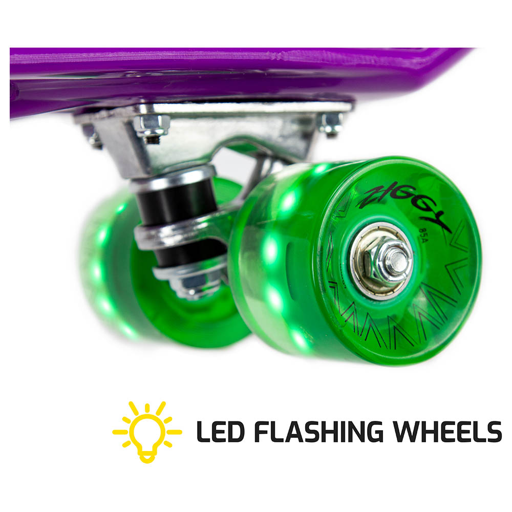 Ziggy - Skateboard Mini Cruiser With LED Wheels 22" - Purple