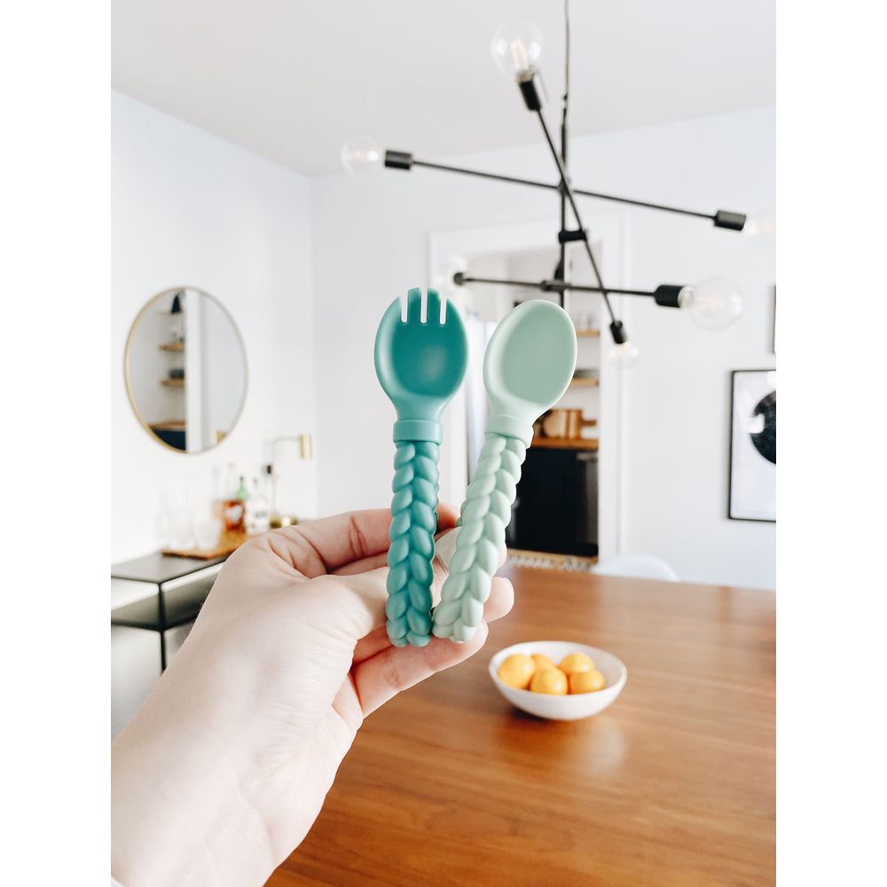 Itzy Ritzy Sweetie Looped Spoon And Fork Set - Mint