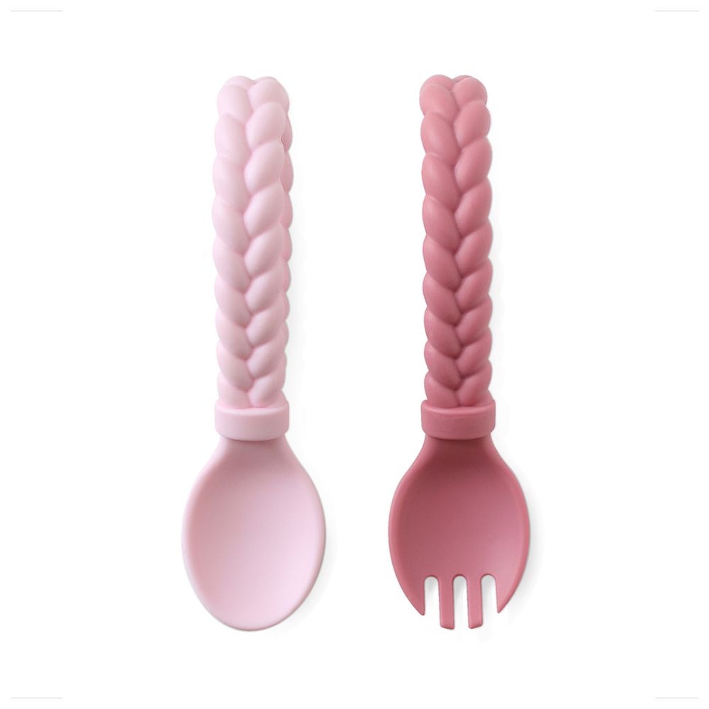 Itzy Ritzy Sweetie Looped Spoon And Fork Set - Pink